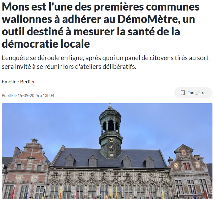 L'Avenir - Mons est l'une des premières communes wallonnes à adhérer au DémoMètre