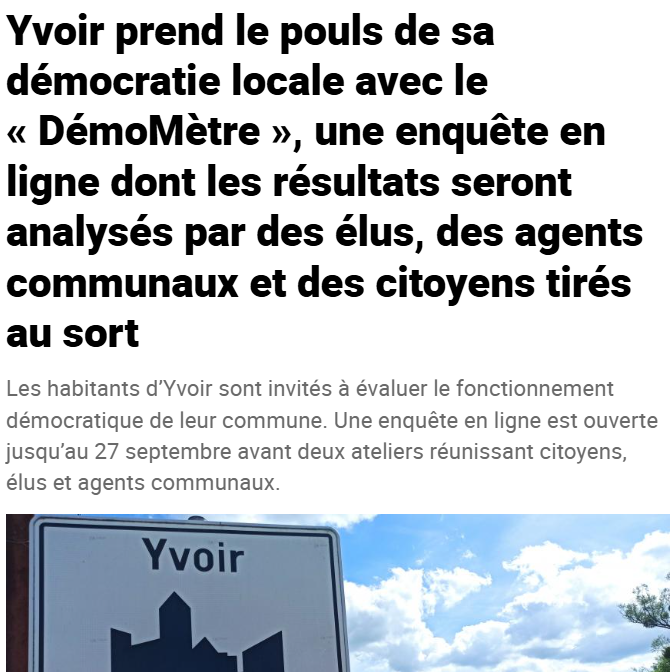 Sud Info - Yvoir prend le pouls de sa démocratie locale avec le « DémoMètre »